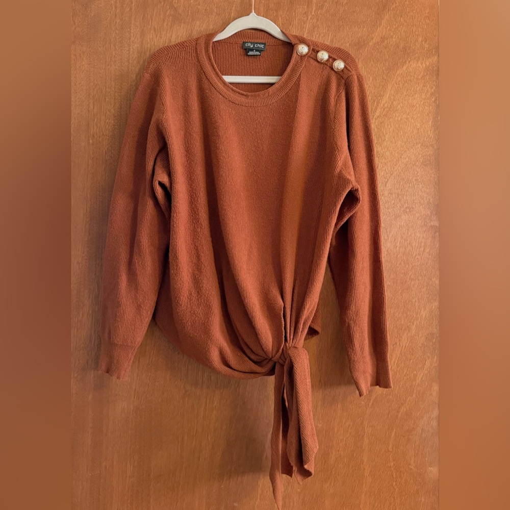 City Chic Warm Brown Knit Sweater